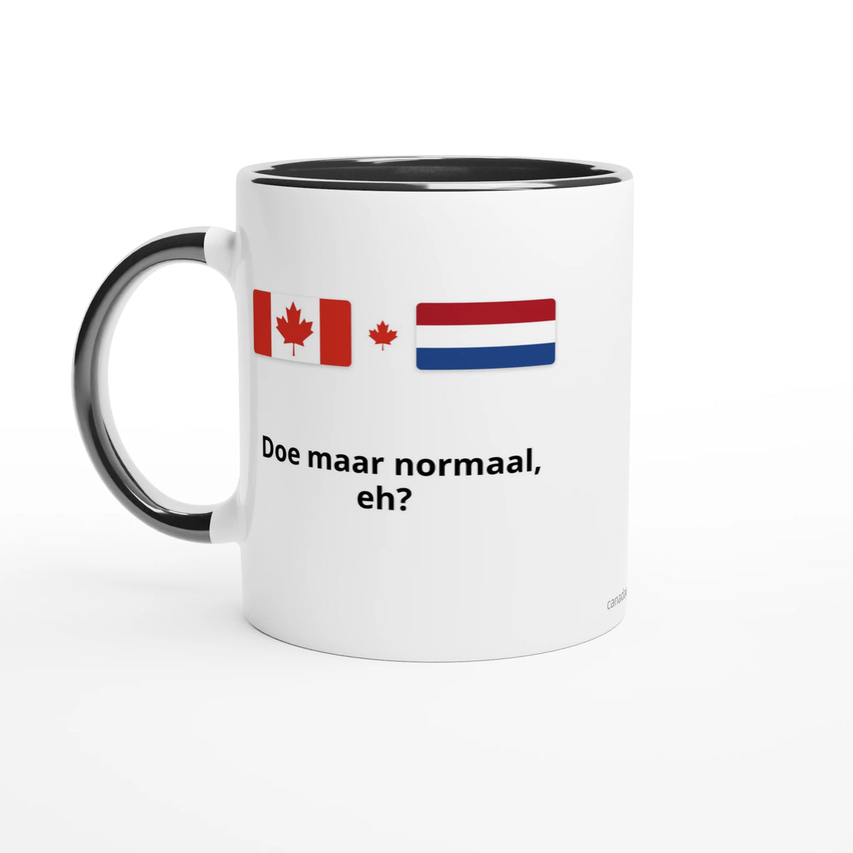 Canada and Netherlands Flag Mug: Doe Maar Normaal, Eh?, view 3