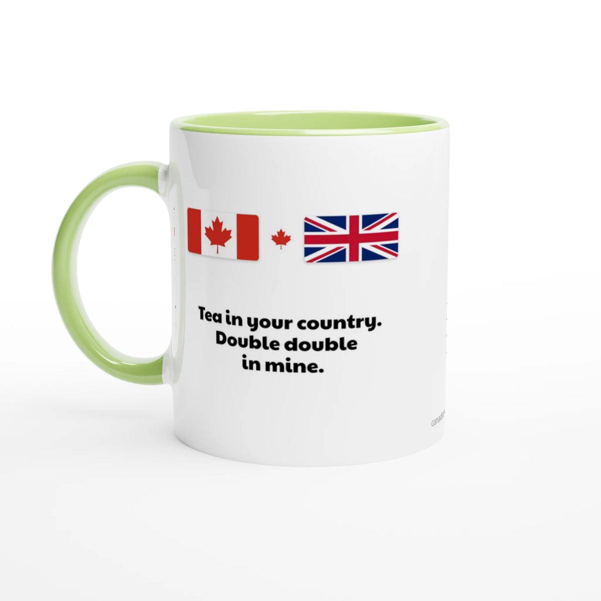 Canada and UK Flag Mug: Tea in Your Country, Double Double in Mine, view 4