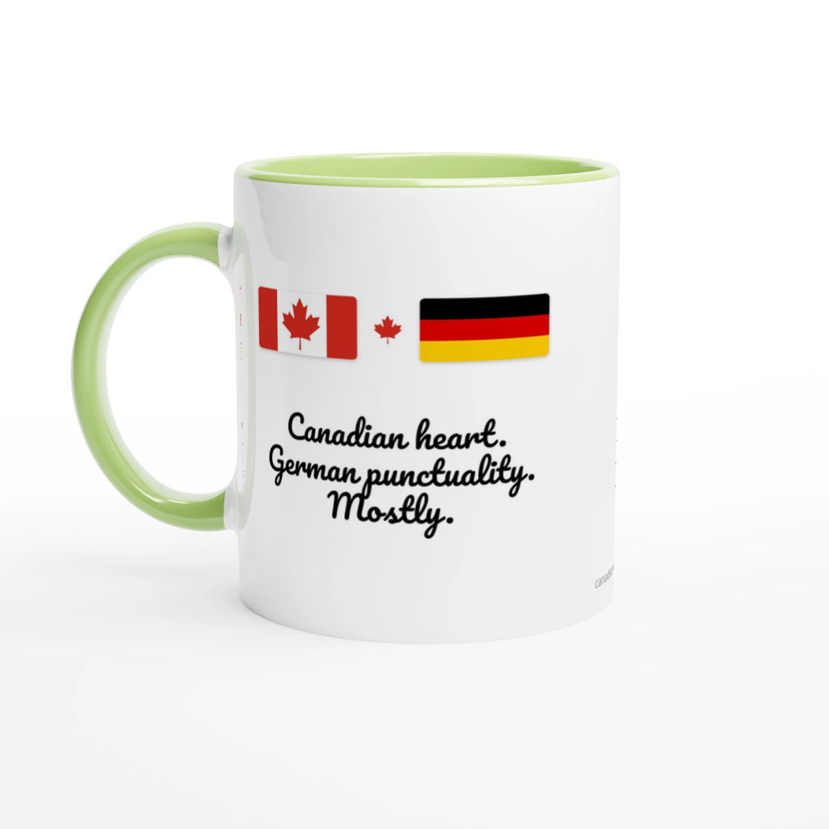 Canada and Germany Flag Mug: Canadian Heart, German Punctuality, Mostly, view 3