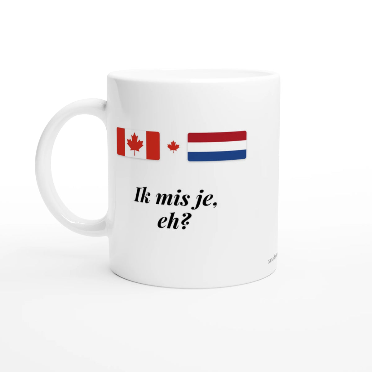 Canada and Netherlands Flag Mug: Ik Mis Je, Eh?, view 2