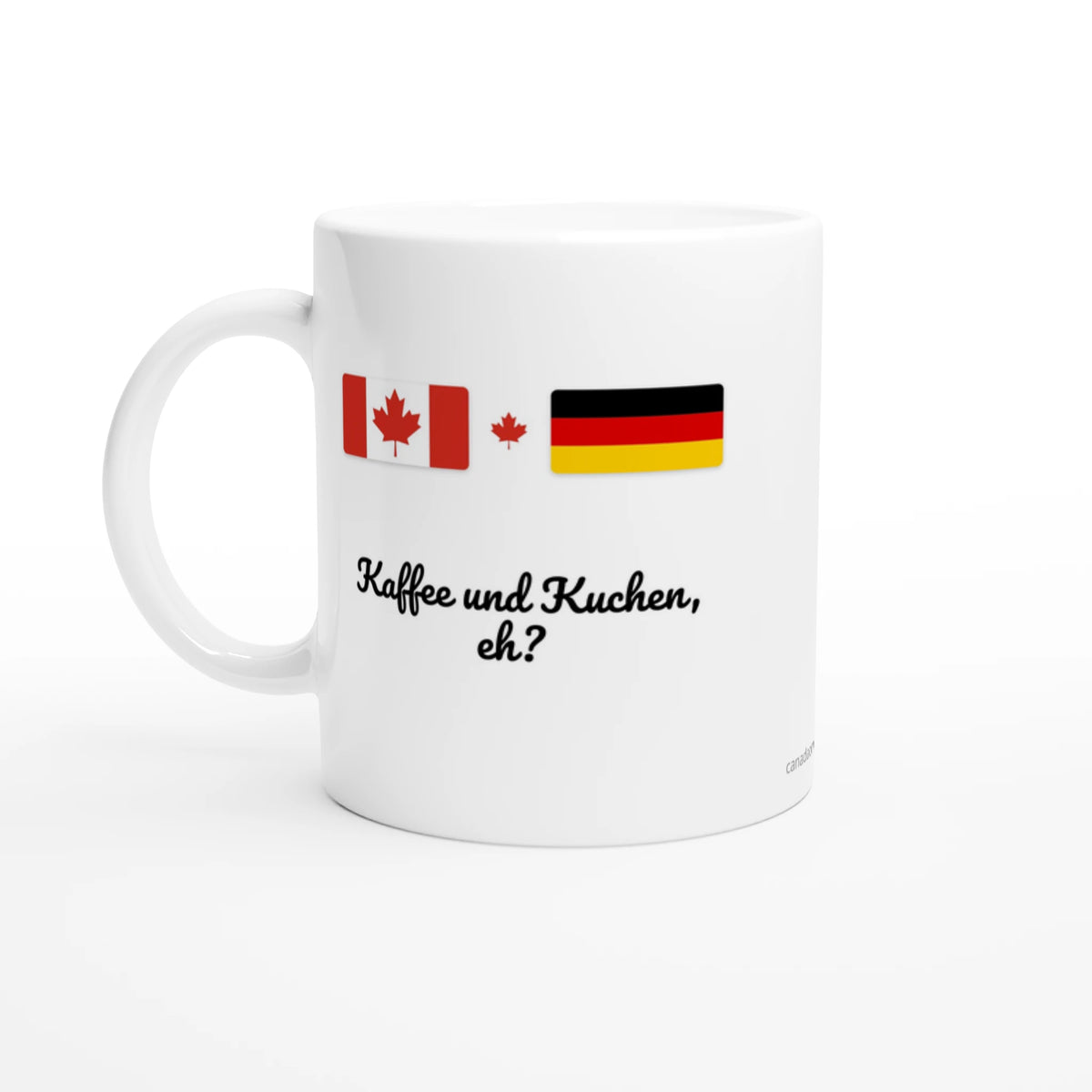 Canada and Germany Flag Mug: Kaffee und Kuchen, eh?, view 5