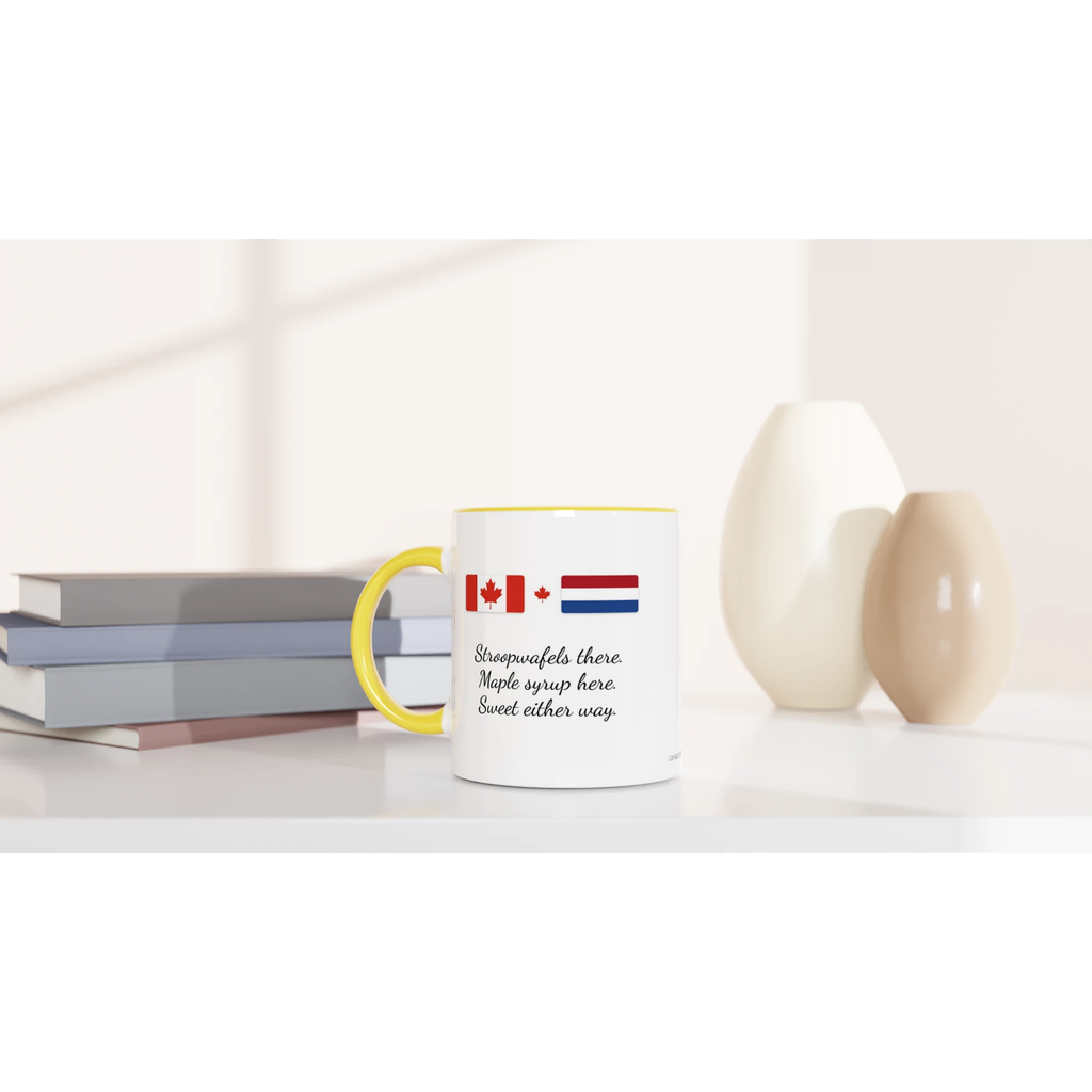 Canada and Netherlands Flag Mug: Stroopwafels There, Maple Syrup Here, view 9