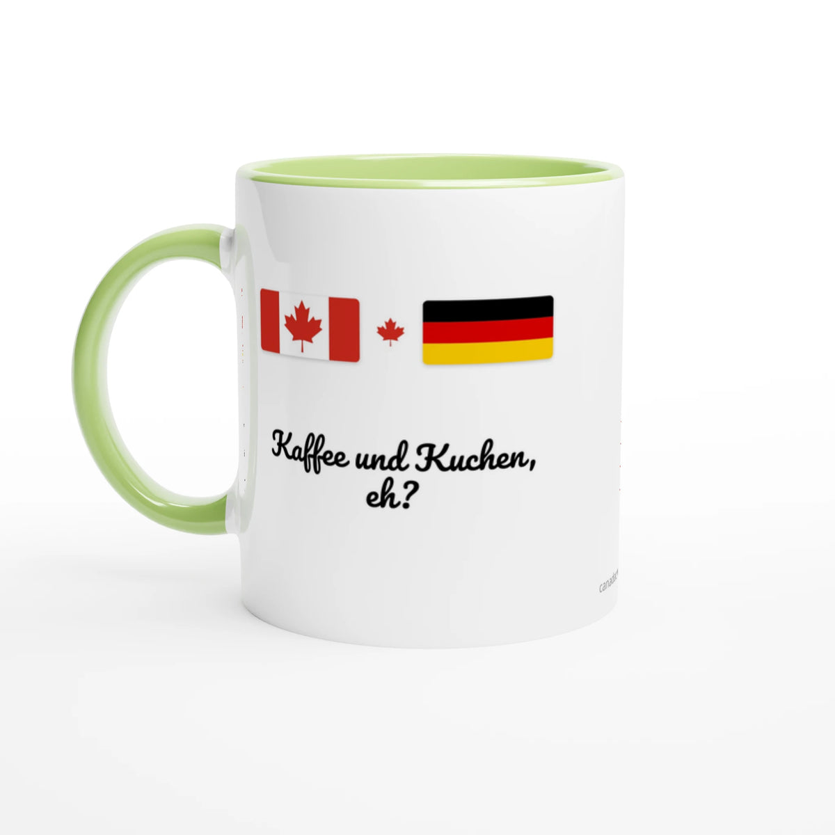 Canada and Germany Flag Mug: Kaffee und Kuchen, eh?, view 3