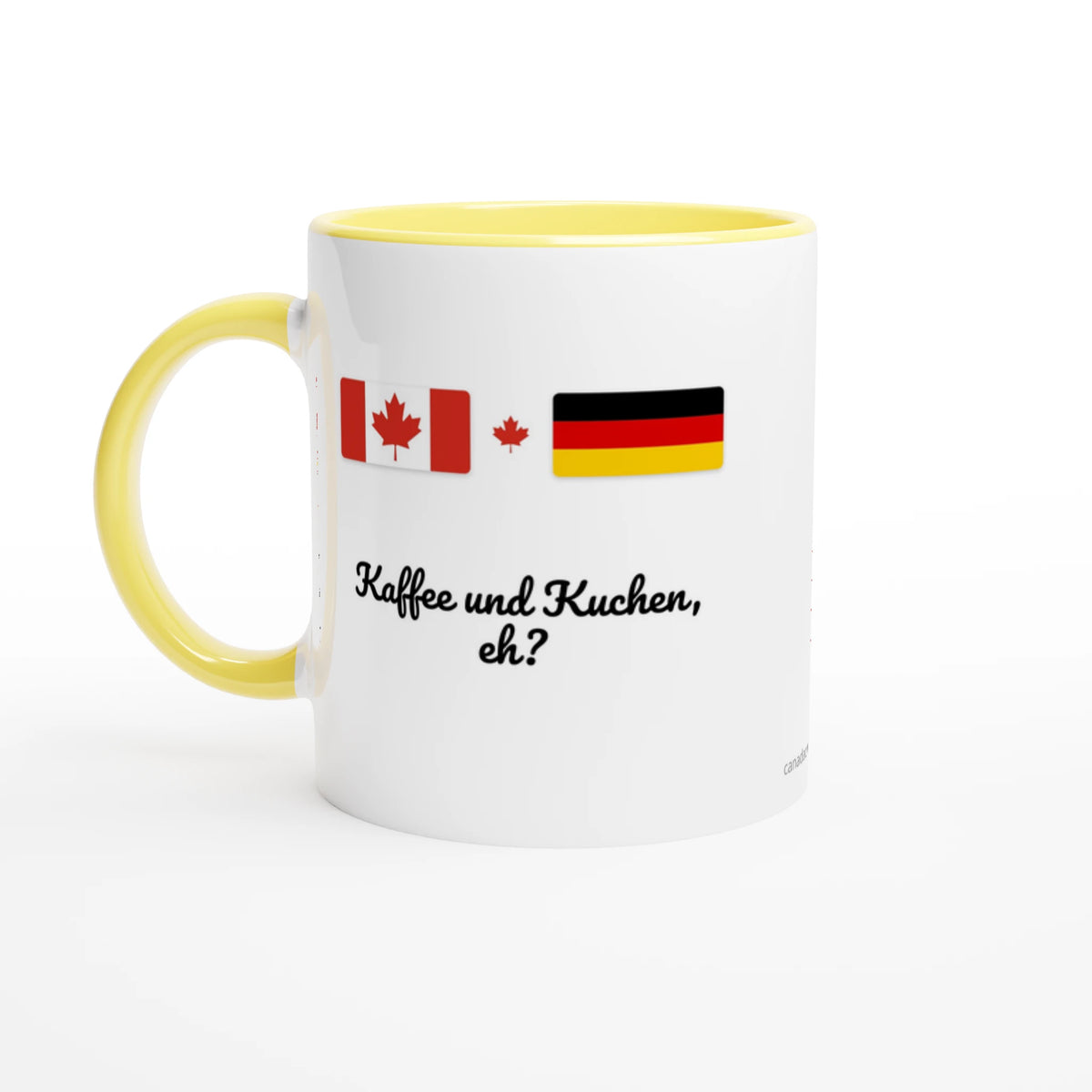 Canada and Germany Flag Mug: Kaffee und Kuchen, eh?, view 2